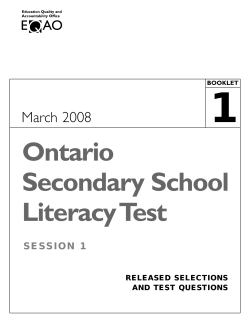 OSSLT RELEASED SELECTIONS AND TEST QUESTIONS