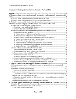 Organization for Transformative Works Page 1 of 80 Comments of
