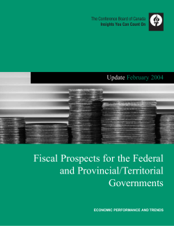Fiscal Prospects for the Federal and Provincial/Territorial Governments