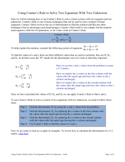 Using Cramer`s Rule to Solve Two Equations With Two Unknowns