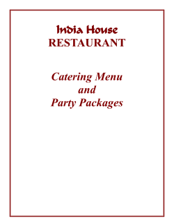 India House RESTAURANT Catering Menu and Party Packages