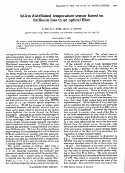 32-km distributed temperature sensor based on Brillouin loss in an