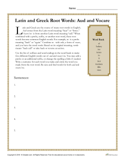 Latin and Greek Root Words: Aud and Vocare