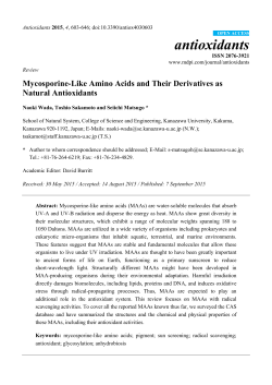 Mycosporine-Like Amino Acids and Their Derivatives as Natural