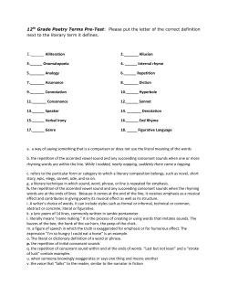 12th Grade Poetry Terms Pre-Test: Please put the letter of the