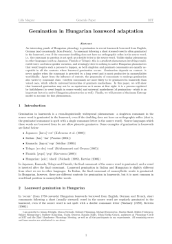 Gemination in Hungarian loanword adaptation