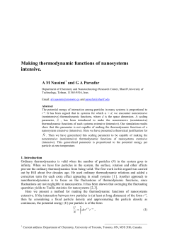 Making nanosystem thermodynamic functions intensive