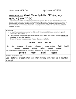 Spelling Week 24 : Vowel Team Syllable: &ldquo;E&rdquo; (ee, ea,
