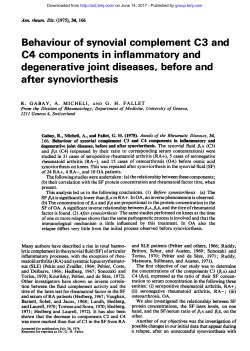 Behaviour of synovial complement C3 and C4 components in
