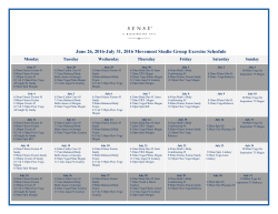June 26, 2016-July 31, 2016 Movement Studio Group Exercise