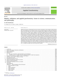 Models, validation, and applied geochemistry: Issues in science