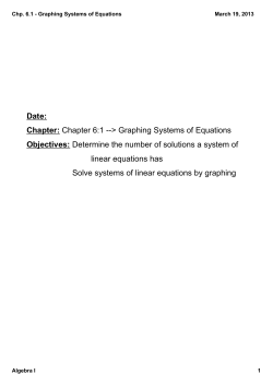 Chp. 6.1 - Graphing Systems of Equations