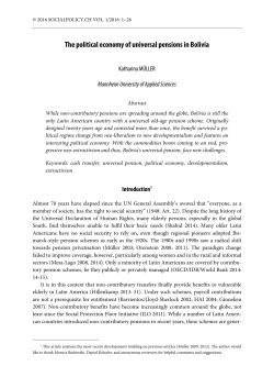 The political economy of universal pensions in Bolivia