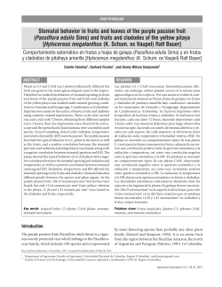 Stomatal behavior in fruits and leaves of the purple passion fruit