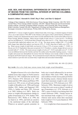 AGE, SEX, AND SEASONAL DIFFERENcES OF cARcASS