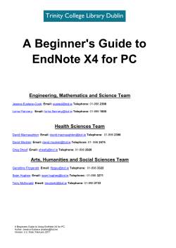 A Beginner`s Guide to Endnote X4