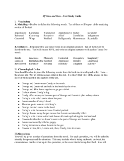 Of Mice and Men&mdash;Test Study Guide I. Vocabulary A. Matching&mdash;Be