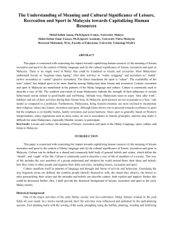 The cultural significance of leisure, recreation and sport in