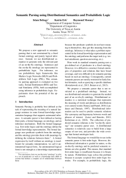 Semantic Parsing using Distributional Semantics and Probabilistic