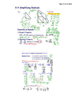 9.4 Simplifying Radicals