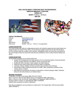 ENGL 2363.002 American Immigrant Literature