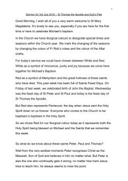 Talk on Gods plan-St Thomas