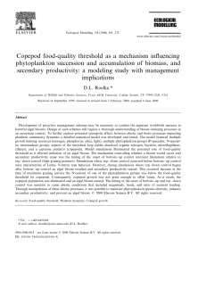 Copepod food-quality threshold as a mechanism influencing