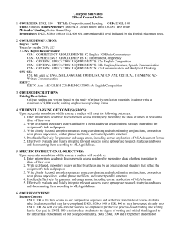 ENGL 100 Composition and Reading