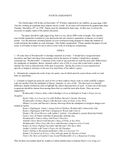 FOURTH ASSIGNMENT The fourth paper will be due on December