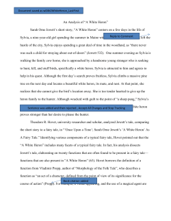 An Analysis of &ldquo;A White Heron&rdquo; Sarah Orne Jewett`s short story, &ldquo;A