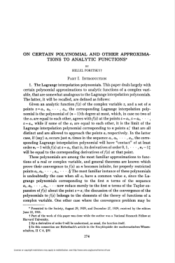 on certain polynomial and other approxima