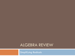 Simplifying Radicals Notes