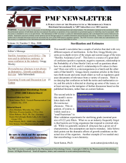 pmf newsletter - Pharmaceutical Microbiology Forum