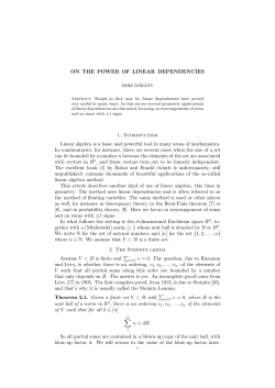 ON THE POWER OF LINEAR DEPENDENCIES 1. Introduction