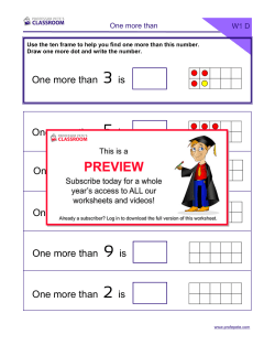 One more than 5 is One more than 3 is One more than 8 is One