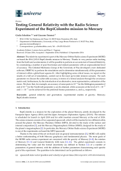 Testing General Relativity with the Radio Science Experiment of the