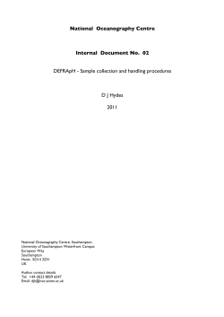 DEFRApH-Sample collection and handling procedures