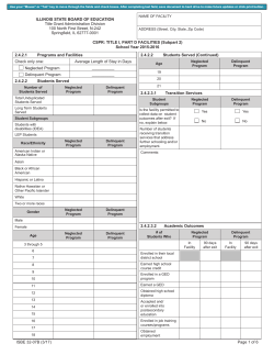 CSPR Title I Part D Facilities (Subpart 2)