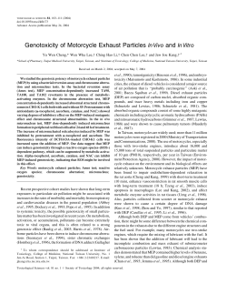 Genotoxicity of Motorcycle Exhaust Particles InVivo and InVitro