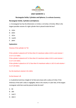 GMAT GEOMETRY-2 Rectangular Solids, Cylinders and Spheres