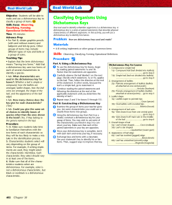 Classifying organisms using a Dichotomous key
