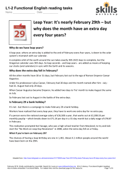 Leap Year - Skills Workshop