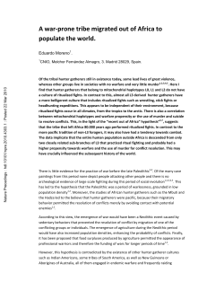 A war-prone tribe migrated out of Africa to populate the world. (PDF