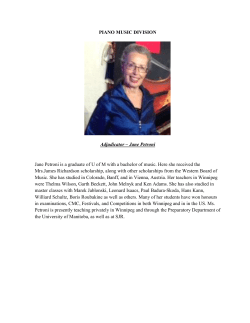 PIANO MUSIC DIVISION Adjudicator &ndash; Jane Petroni Jane Petroni is