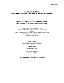 Human Development, State Transformation and the Politics of the
