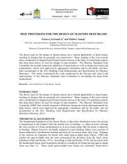 MSJC PROVISIONS FOR THE DESIGN OF MASONRY DEEP BEAMS