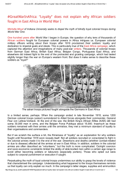 #GreatWarInAfrica: &ldquo;Loyalty&rdquo; does not explain why African soldiers