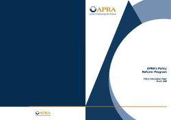 APRA`s Policy Reform Program - Australian Prudential Regulation
