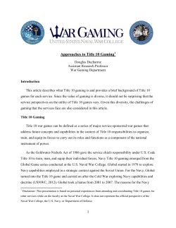 Approaches to Title 10 Gaming