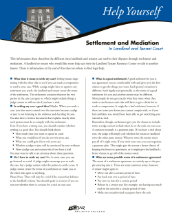 Settlement And Mediation